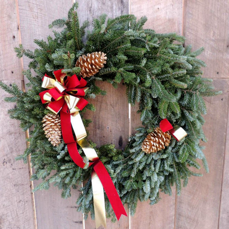 Holiday Red & Gold 12" Memorial Wreath