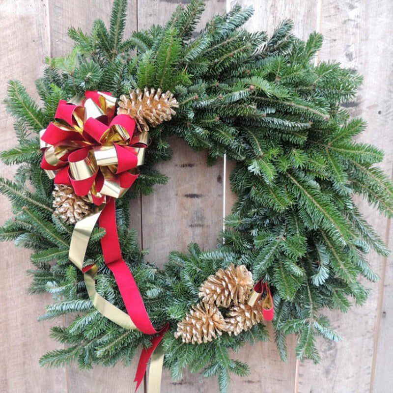 Holiday Red & Gold 16" Memorial Wreath