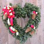 Bright Red & Gold Memorial Heart Wreath