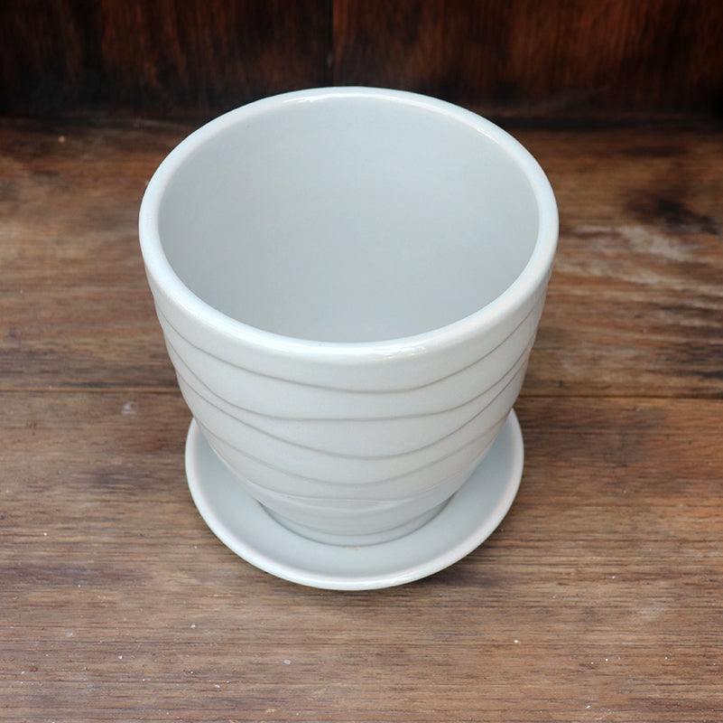 Gray Ripple Ceramic Planter