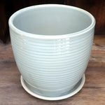 Gray Ribbed Ceramic Planter