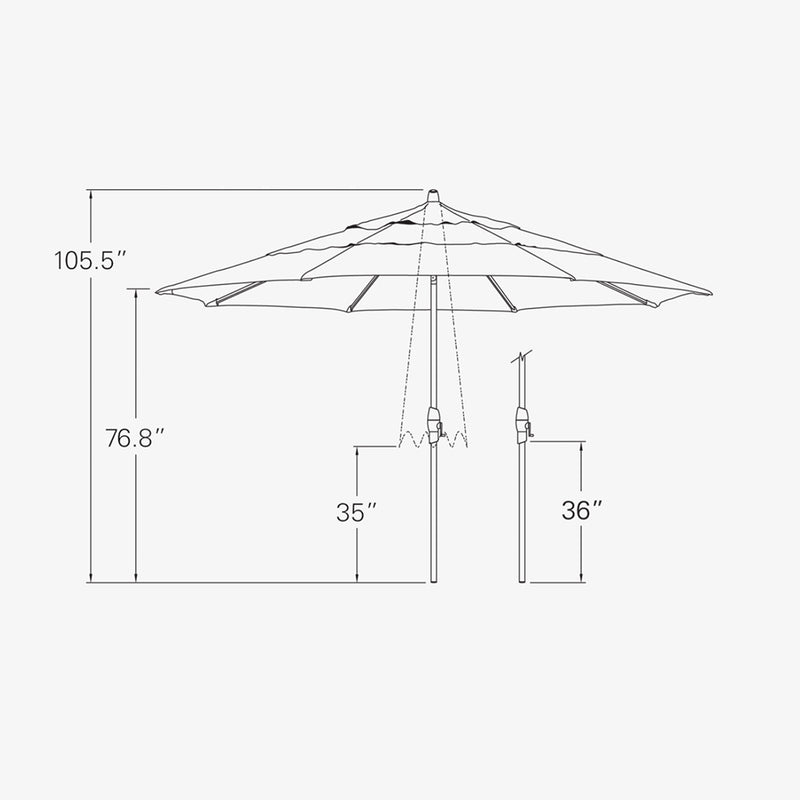 11' Auto Tilt DWV Umbrella with Black Frame/Pole