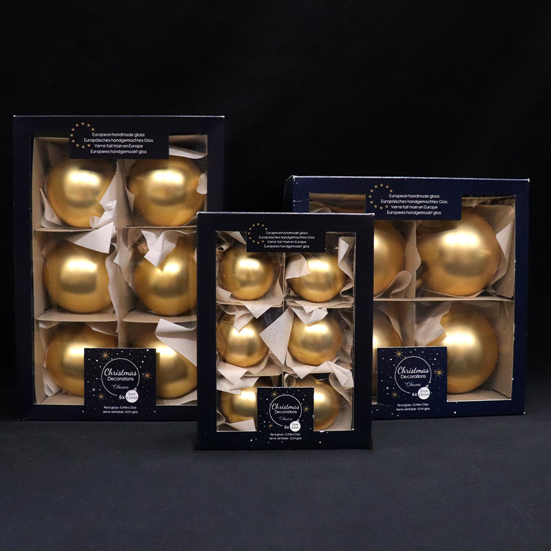 Matte Light Gold Boxed Ornaments
