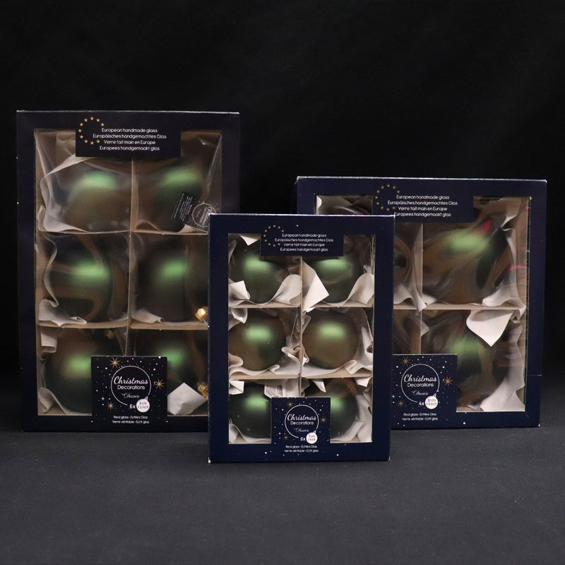 Matte Pine Green Boxed Ornaments