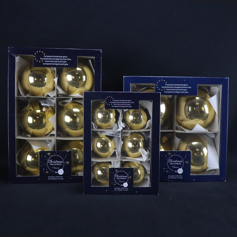 Shiny Light Gold Boxed Ornaments