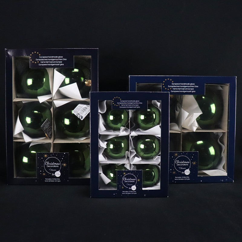 Shiny Pine Green Boxed Ornaments