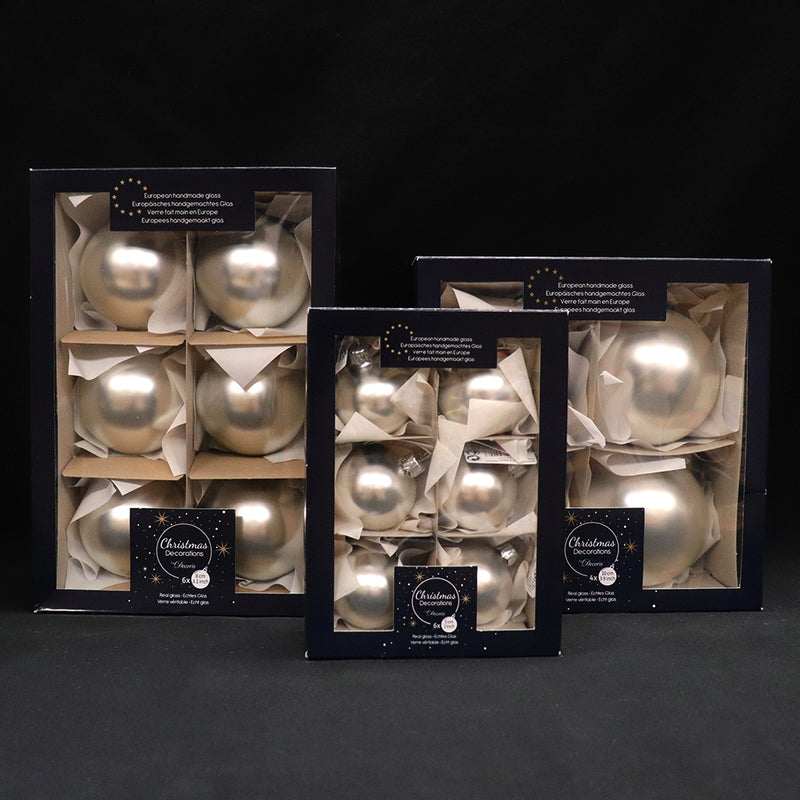 Matte Silver Boxed Ornaments