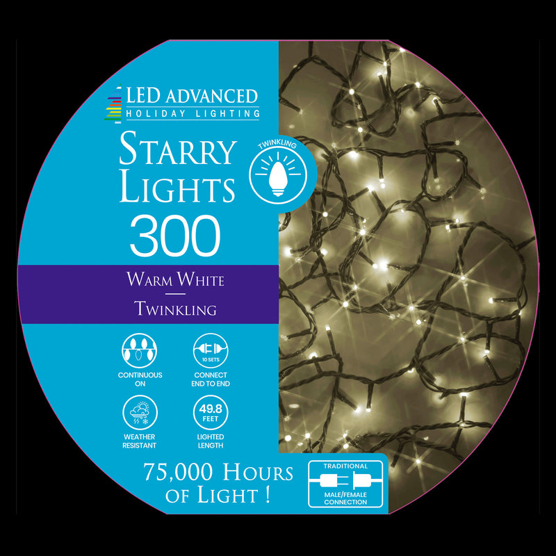 Starry Lights Twinkling 300ct Micro LED Light Spool